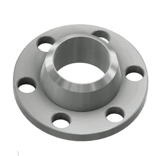 How does a weld neck flange fitting work