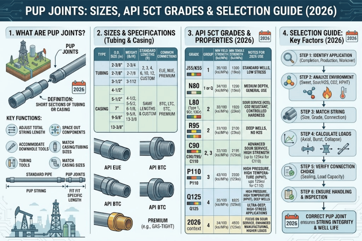 Pup Joints: Sizes, API 5CT Grades & Selection Guide (2026)
