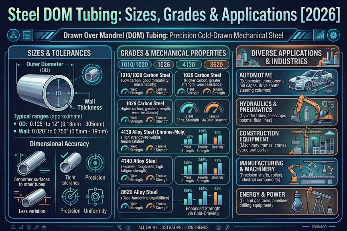 Steel DOM Tubing: Sizes, Grades & Applications [2026]