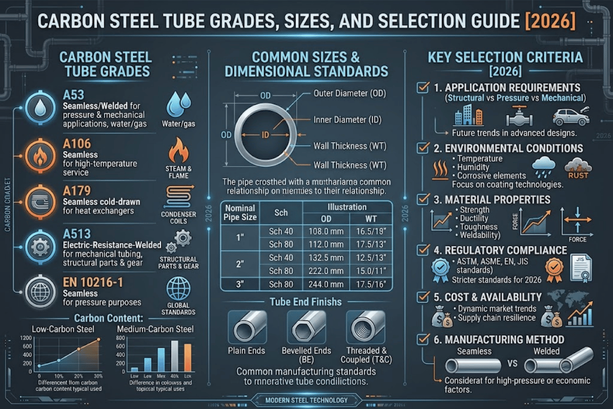 Carbon Steel Tube: Grades, Sizes, and Selection Guide [2026]