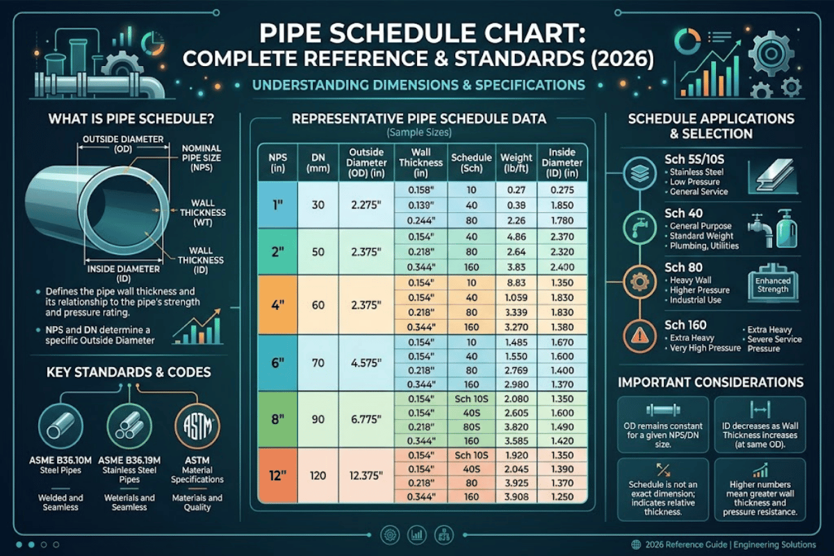 Pipe Schedule Chart: Complete Reference Chart and Standards (2026)