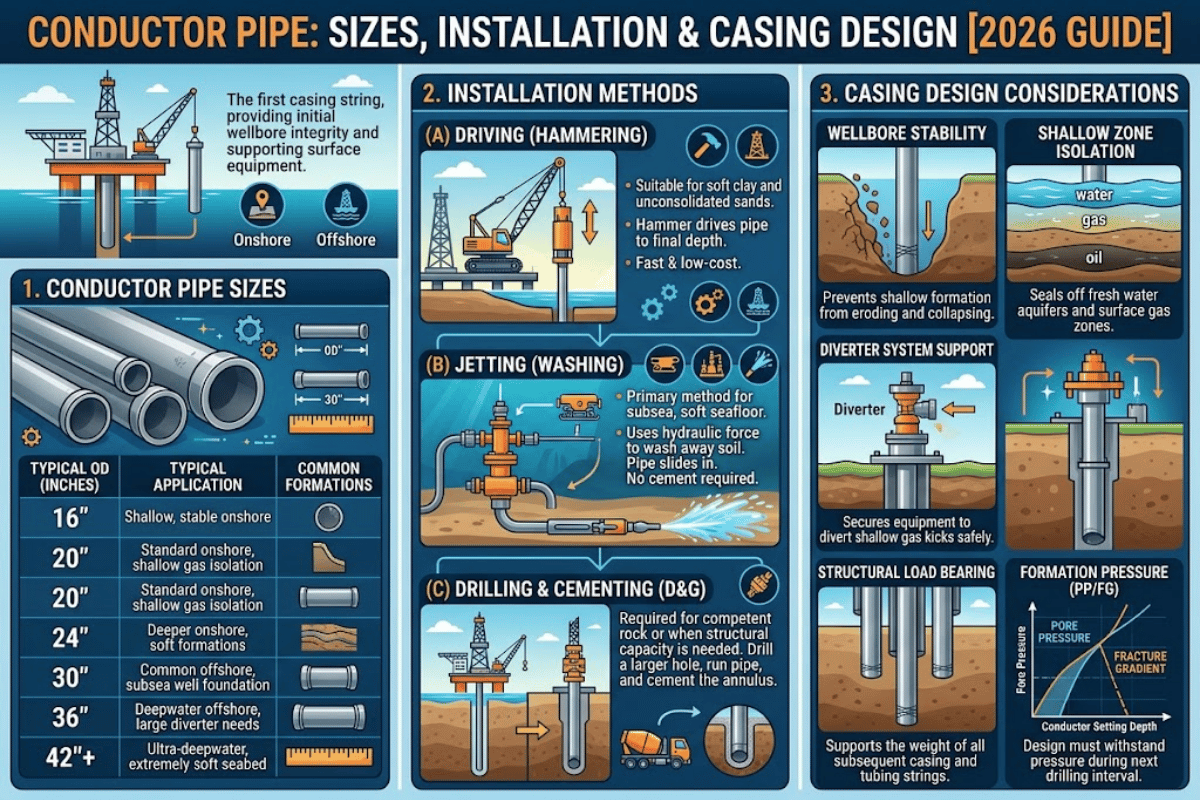 Conductor Pipe: Sizes, Installation & Casing Design [2026 Guide]