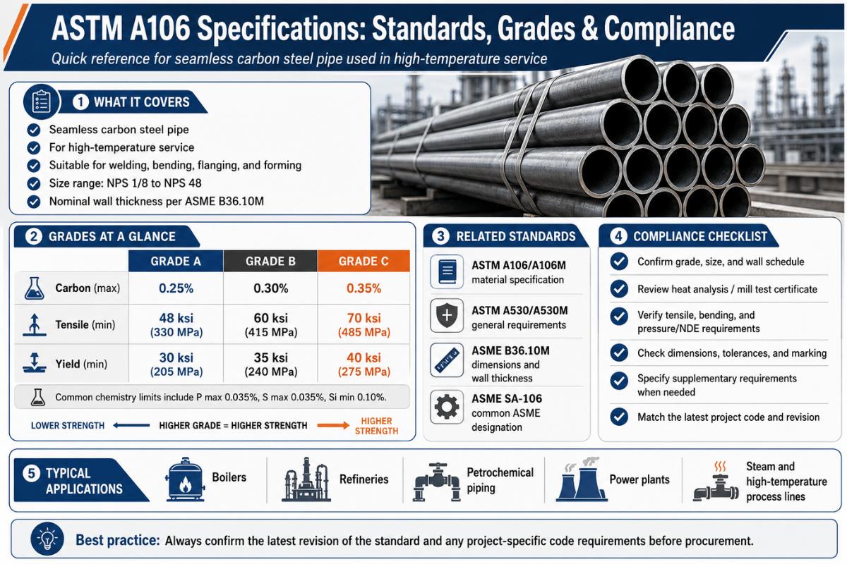 Astm A106 Specifications: Standards, Grades and Compliance