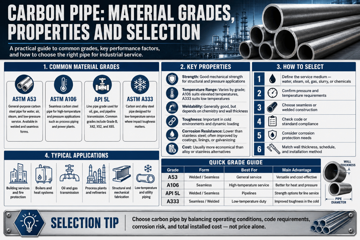 Tubería de carbono: grados, propiedades y selección de materiales