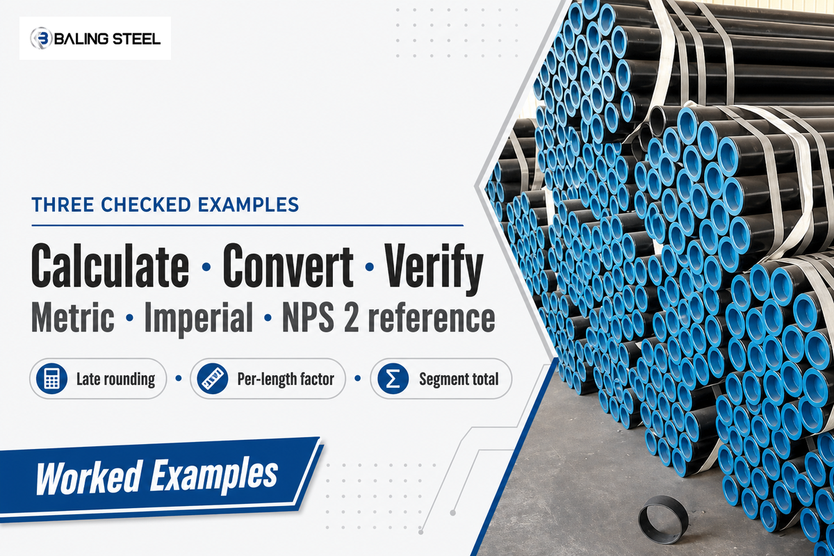 Three Checked Worked Examples, Per-Length Capacity and Multiple Segments — Baling Steel