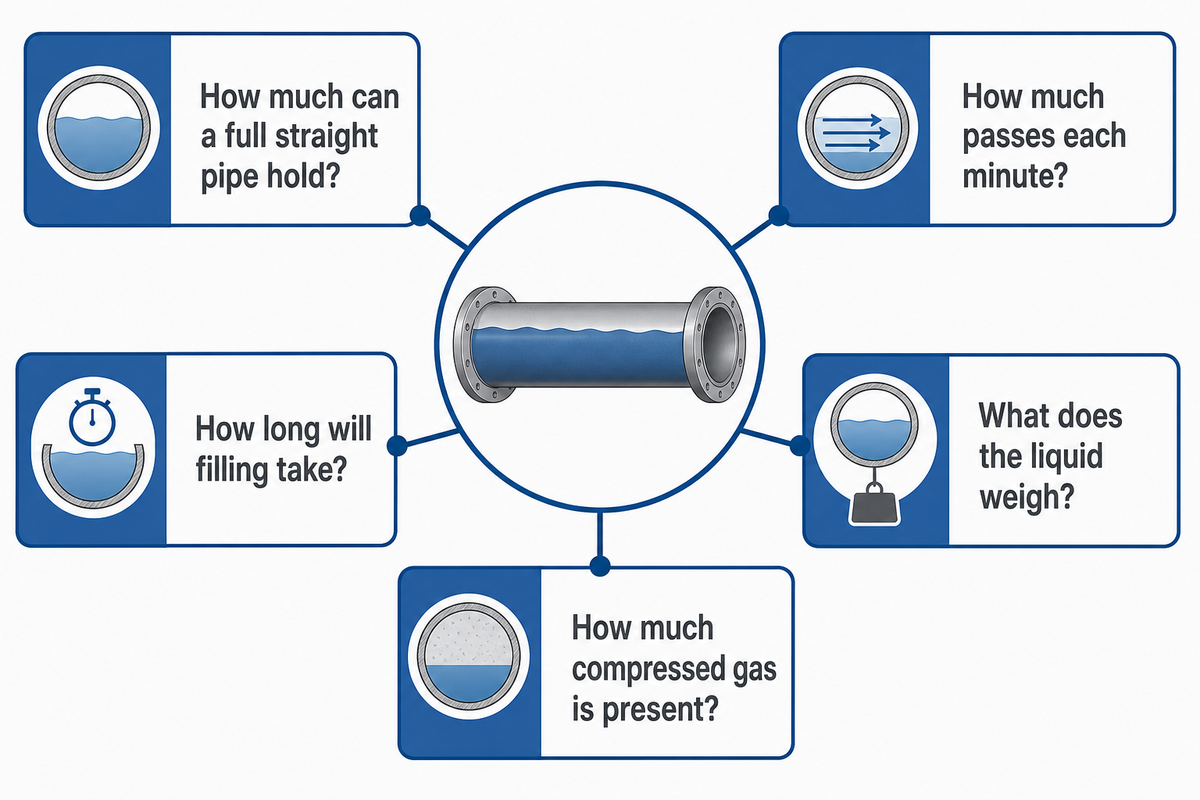 Static Pipe Volume Is Not Flow Rate, Drain Time or Fluid Weight — Baling Steel